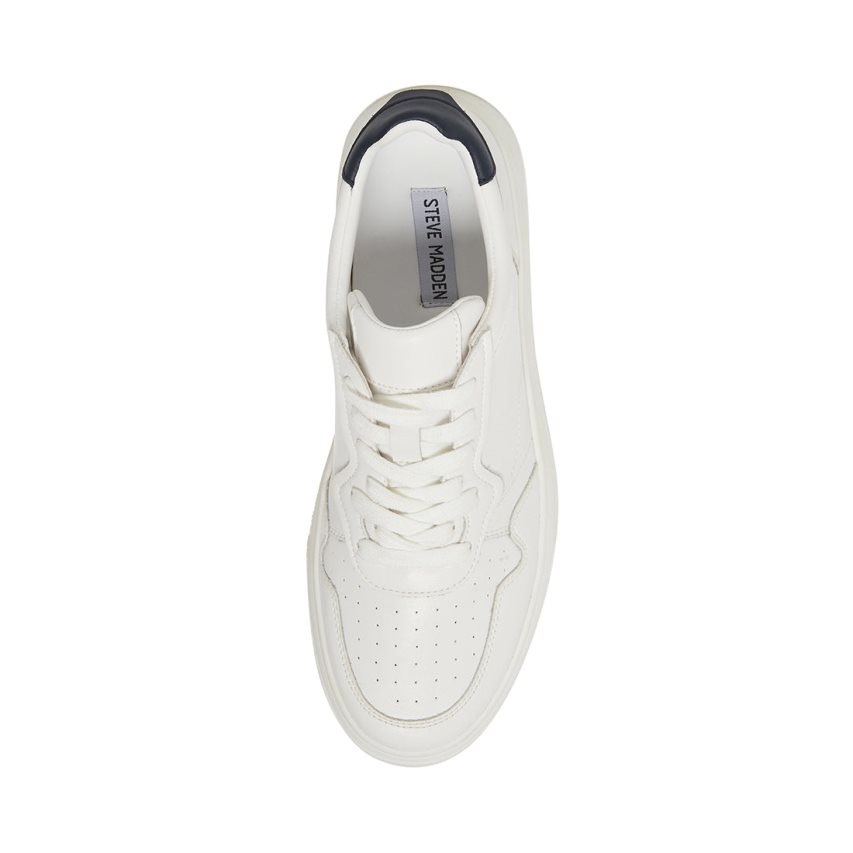 White Steve Madden Jorgee Leather Men's Sneakers | PH 5710ZBF